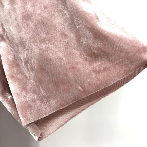 Divided H&M Crushed Velvet Velour T Shirt Womens S Pink Raw Hem Oversized Tee - Picture 3 of 6